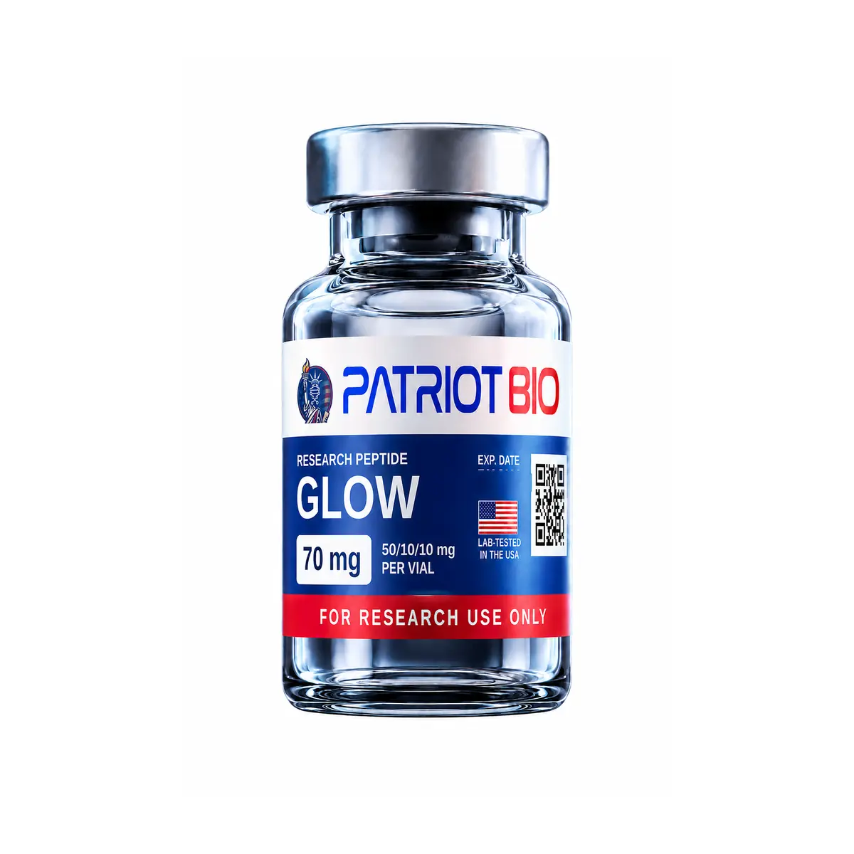 GLOW research peptide vial